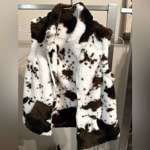 Cow print soft fleece vest